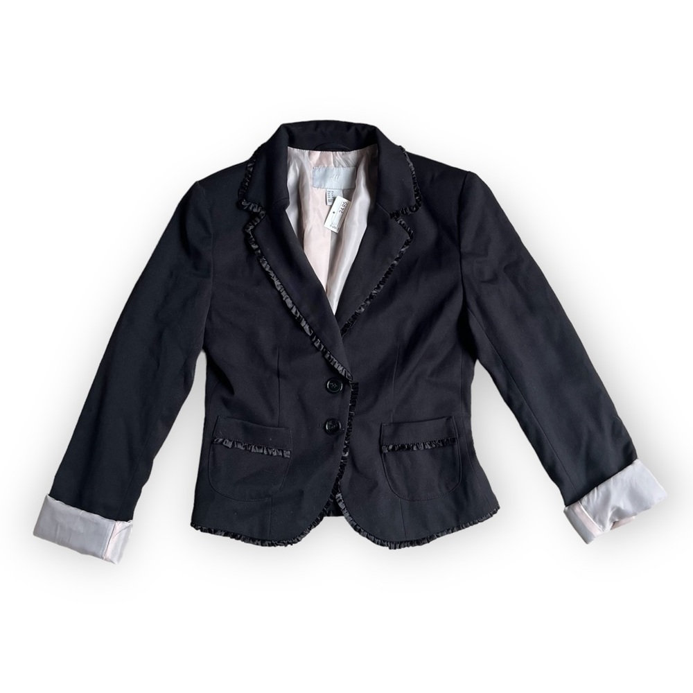 H&M Black Ruffle Blazer